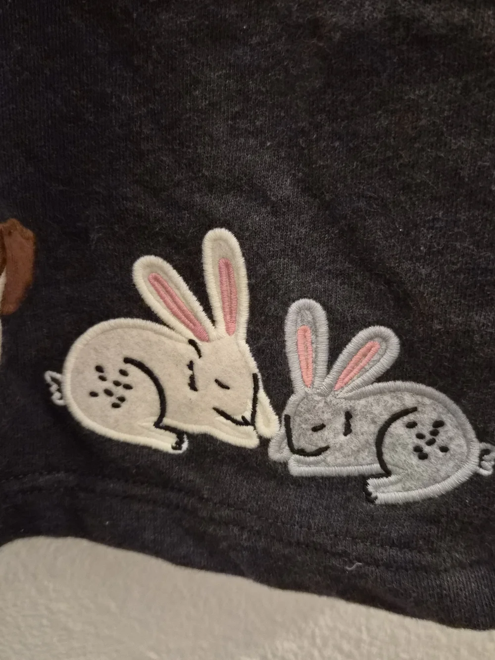 Hanna Andersson Charcoal Gray Long-Sleeve Dress with puppy bunny size 140cm